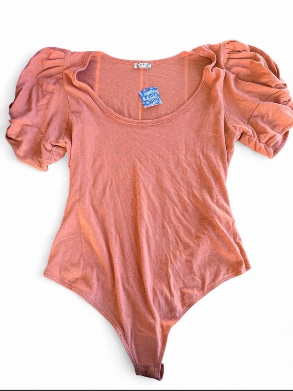 Free People Rust Puff Sleeve Bodysuit